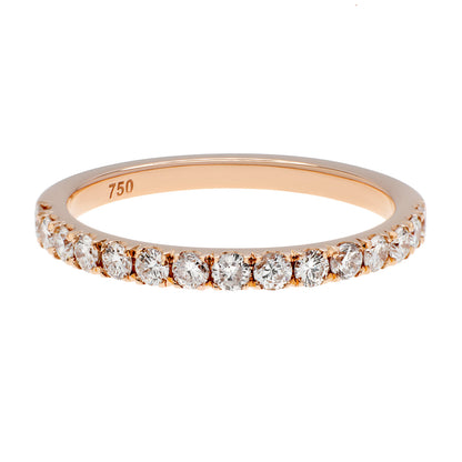 Exclusive 18K Rose Gold Diamond Half Eternity Band Ring — 3.5 — Front View