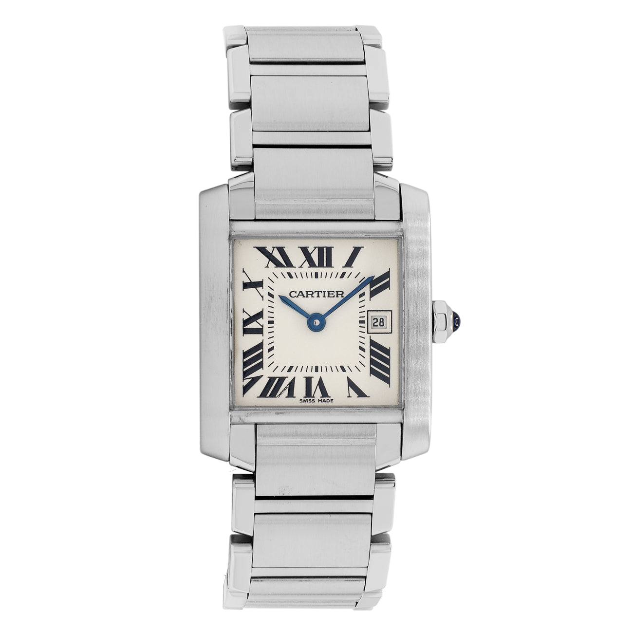 Exclusive Cartier Stainless Steel Tank Francaise Medium W51011Q3 — Front View