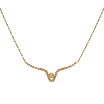 Exclusive 14K Yellow Gold Lavaliere 0.66 Carat Diamond Necklace — Side View