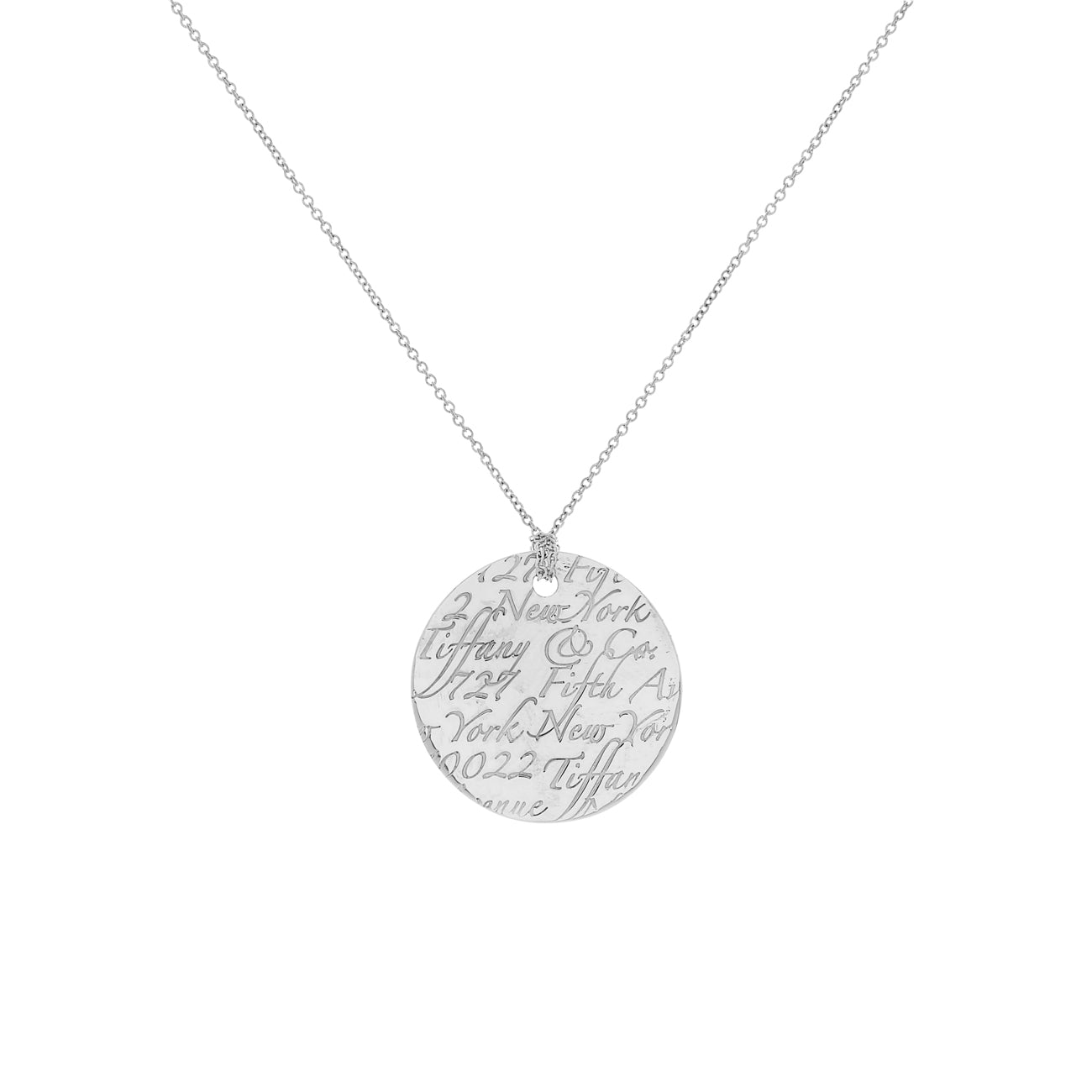 Exclusive Tiffany & Co. Sterling Silver Round Notes Pendant Necklace — Front View