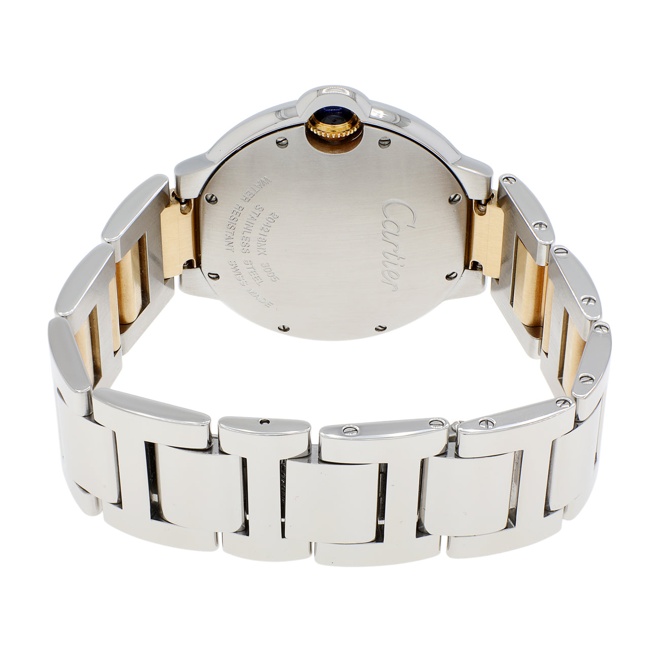Exclusive Cartier Stainless Steel 18K Yellow Gold Ballon Bleu 36mm W69008Z3 — Side View