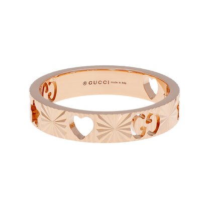 Exclusive Gucci 18K Rose Gold Icon Heart Band Ring — Front View