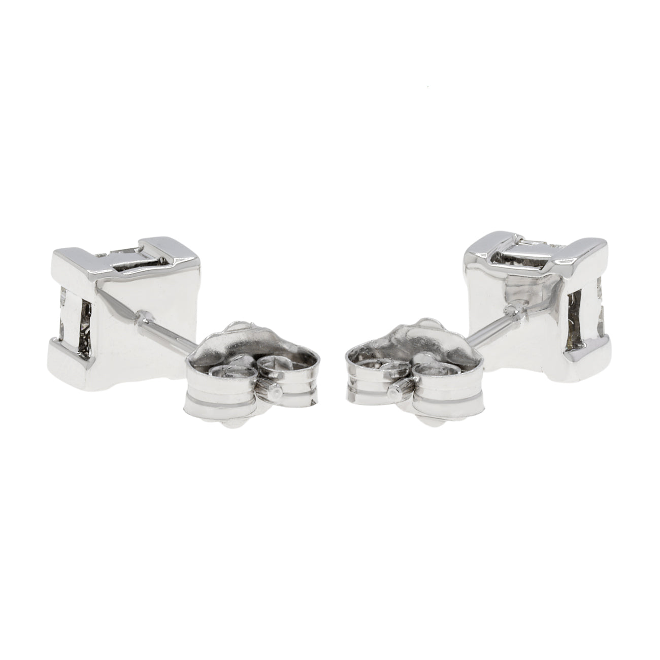 Exclusive 14K White Gold 0.56 Carat Princess Cut Diamond Stud Earrings — Side View