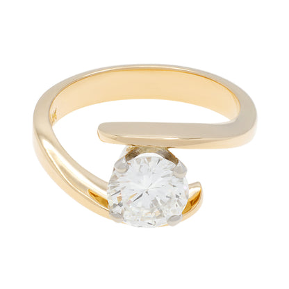 Exclusive 18K Yellow Gold 0.93 Carat Diamond Solitaire Ring — 3.5 — Front View