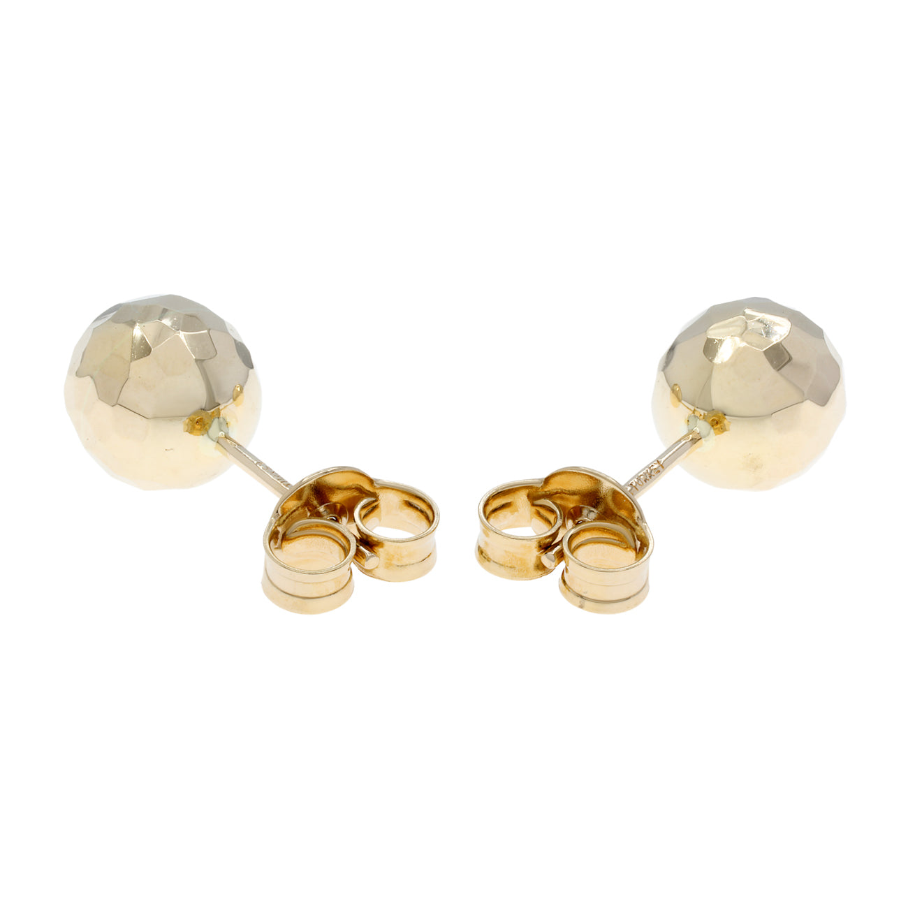 Exclusive 14K Yellow Gold Faceted Disco Ball Earrings — Side View