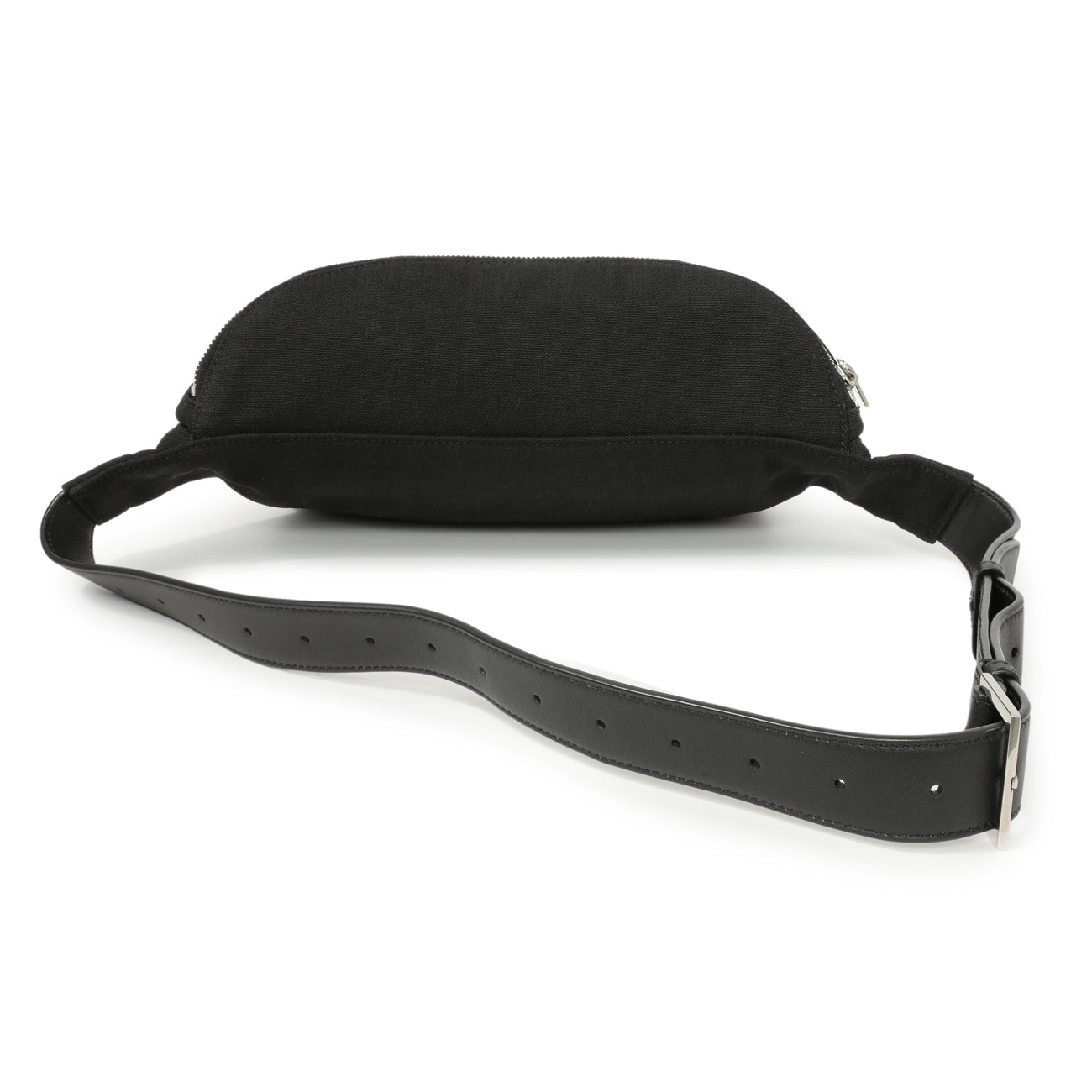 Exclusive Saint Laurent Black Canvas Cassandre Monogram Belt Bag — Side View