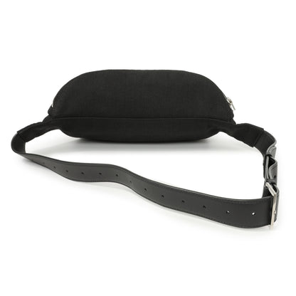 Exclusive Saint Laurent Black Canvas Cassandre Monogram Belt Bag — Side View