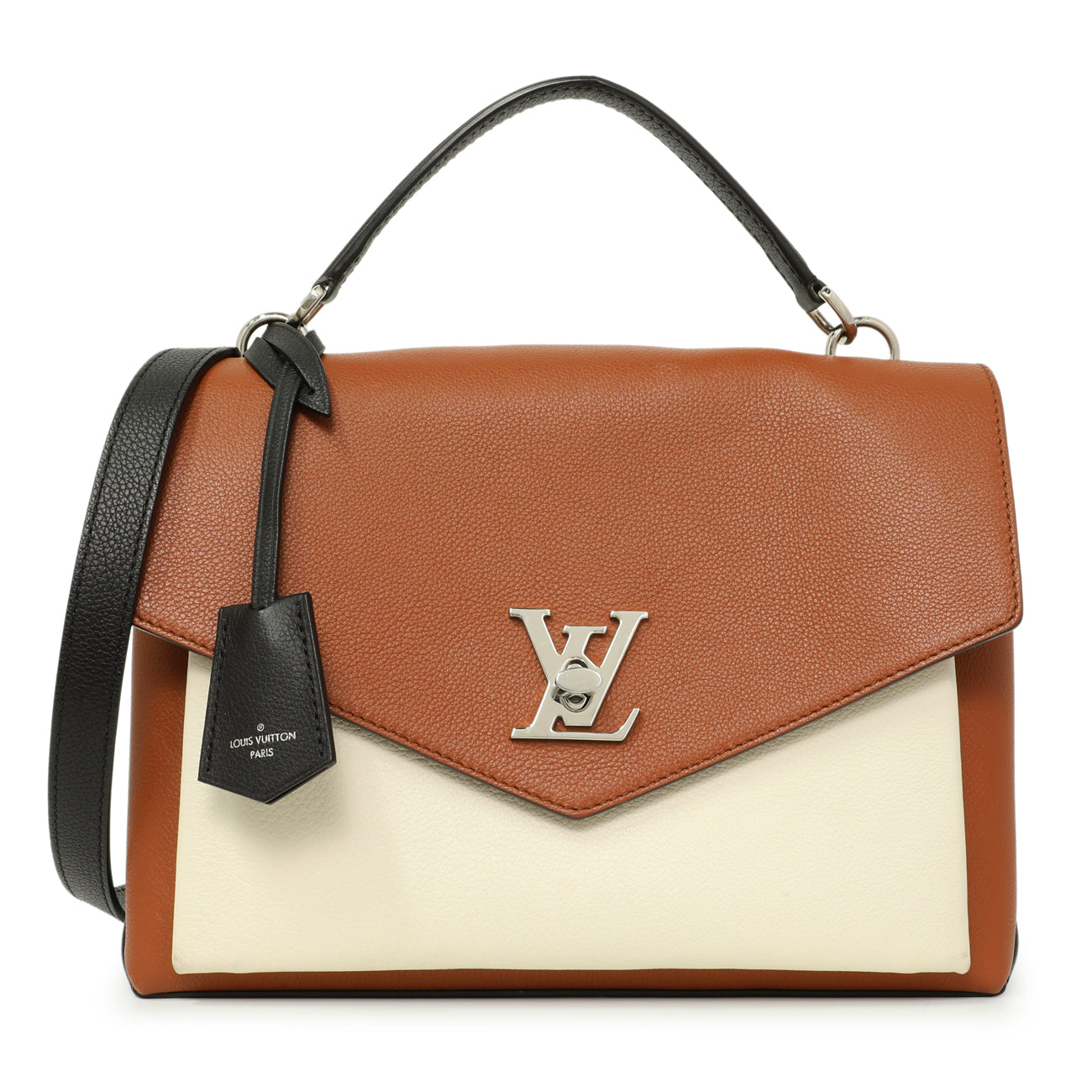 Exclusive Louis Vuitton Caramel Creme Black Soft Calfskin My Lockme Top Handle — Front View