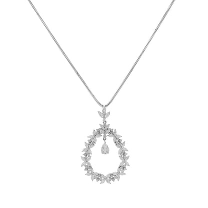 Exclusive 18K White Gold 3.73 Carat Teardrop Diamond Cluster Pendant — Front View