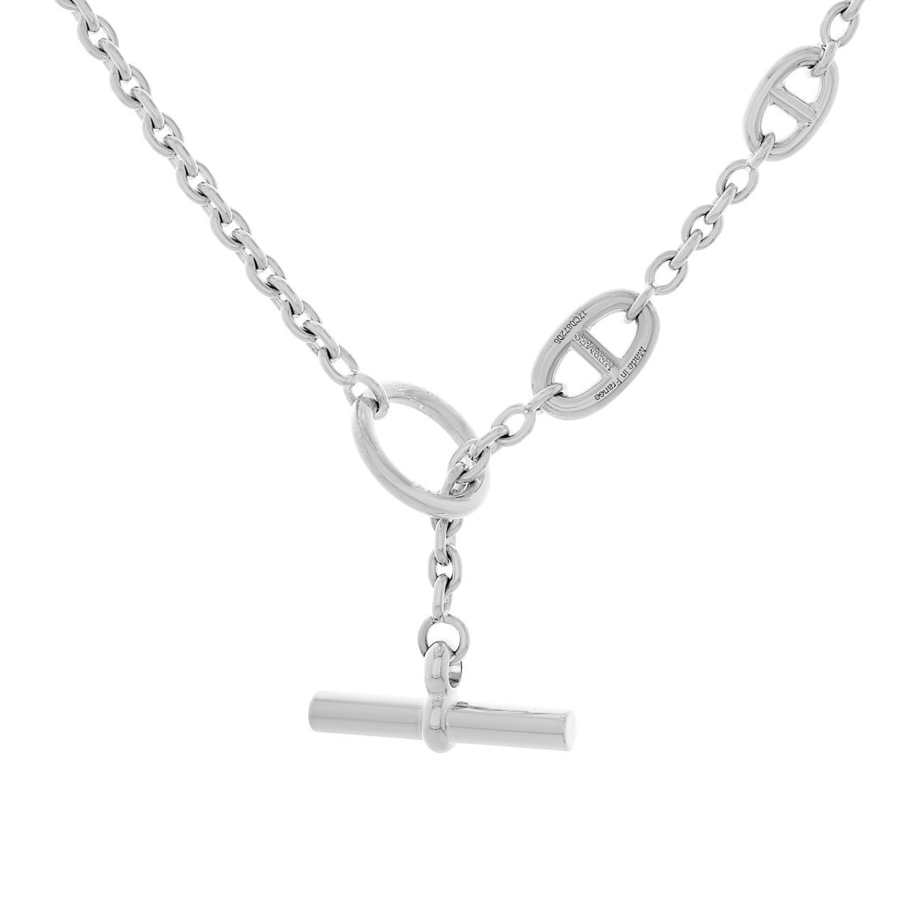 Exclusive Hermes Sterling Silver Farandole Long Necklace 80 — Side View