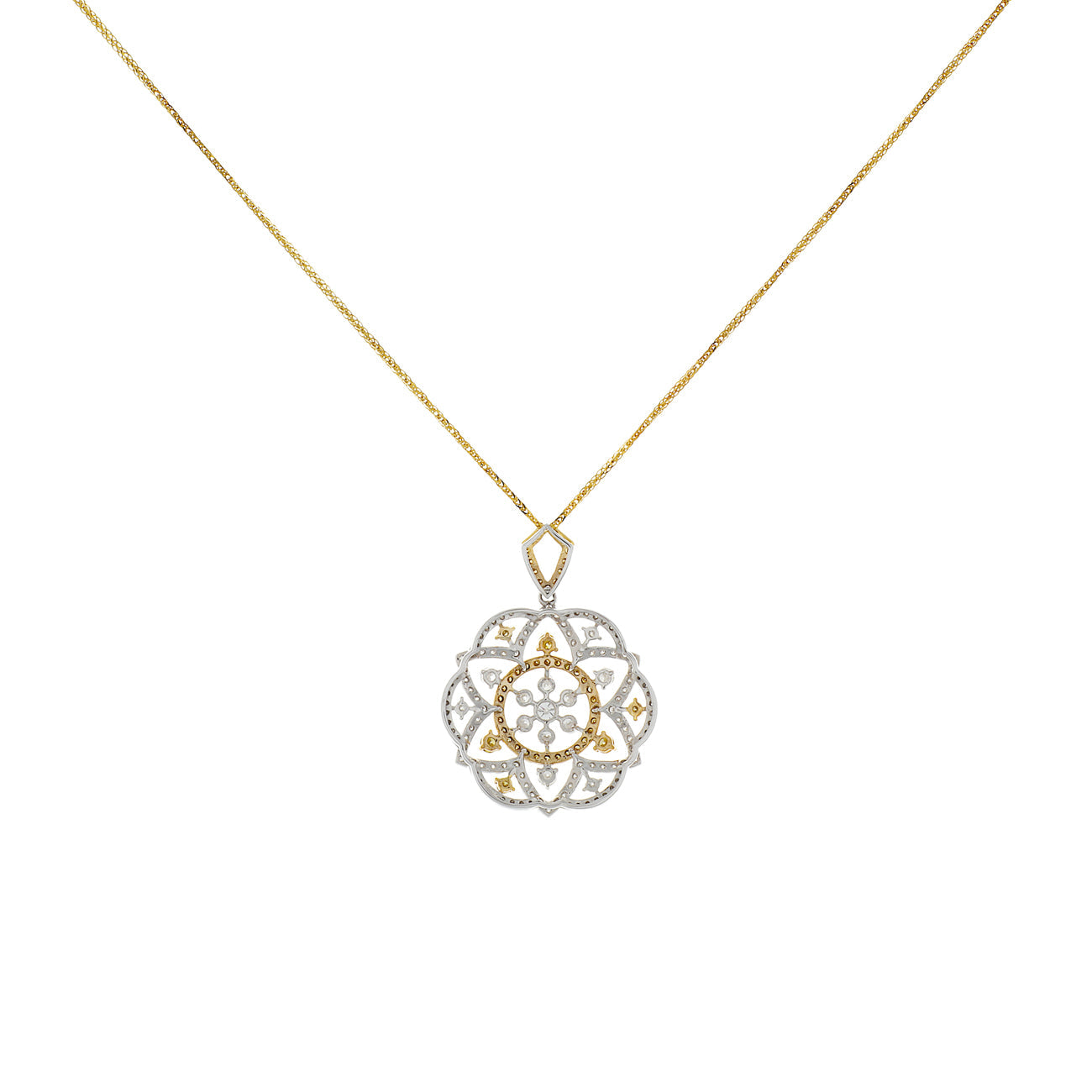 Exclusive 18K White/Yellow Gold 2.25 Carat Blossom Frame Pendant — Side View