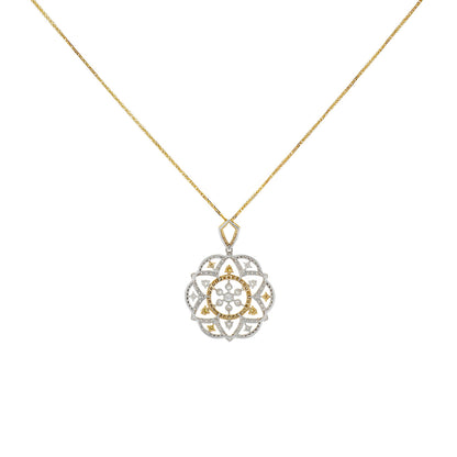 Exclusive 18K White/Yellow Gold 2.25 Carat Blossom Frame Pendant — Side View