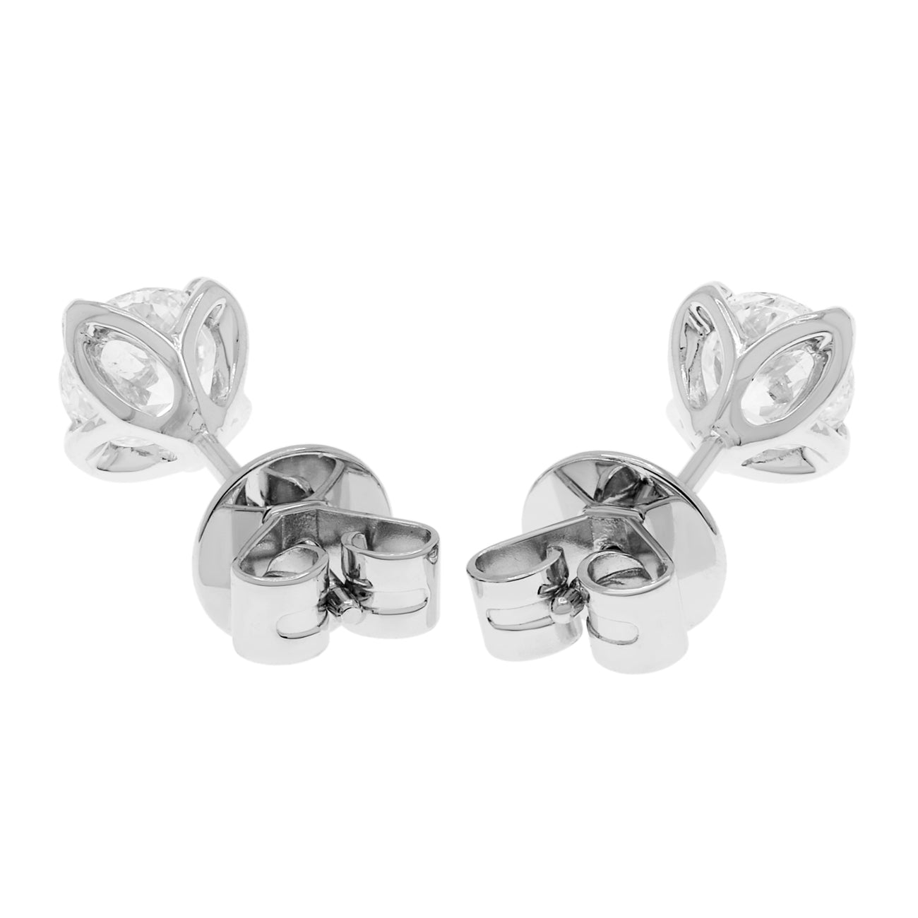 Exclusive 18K White Gold 1.00 Carat Diamond Stud Earrings — Side View