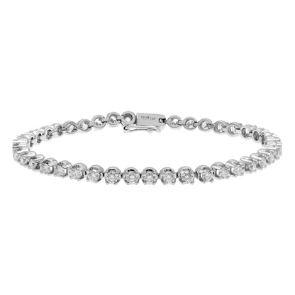 Exclusive 18K White Gold 3.05 Carat Tennis Bracelet — Front View