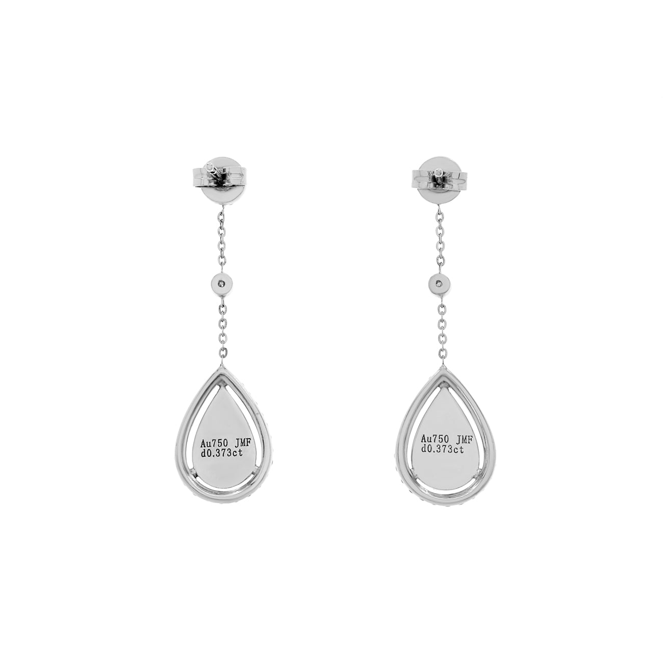 Exclusive 18K White Gold 0.38 Carat Diamond Cluster Pear Drop Earrings — Side View