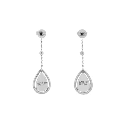 Exclusive 18K White Gold 0.38 Carat Diamond Cluster Pear Drop Earrings — Side View