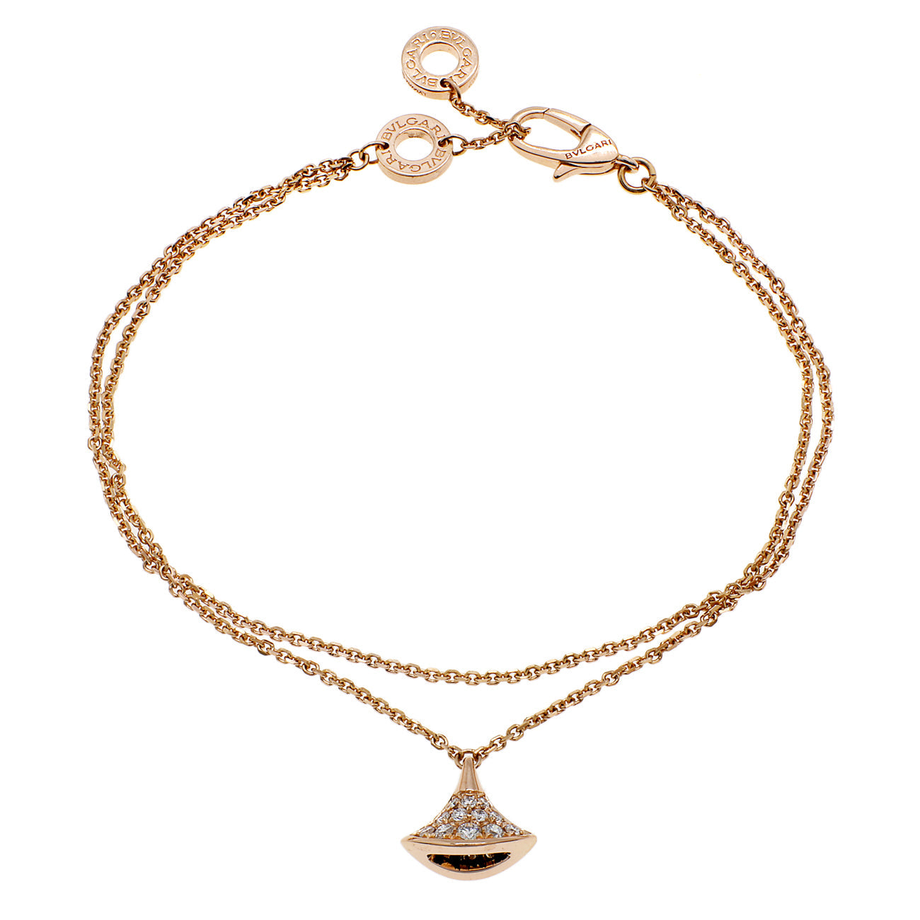 Exclusive Bulgari 18K Rose Gold Diamond Divas' Dream Bracelet — Front View