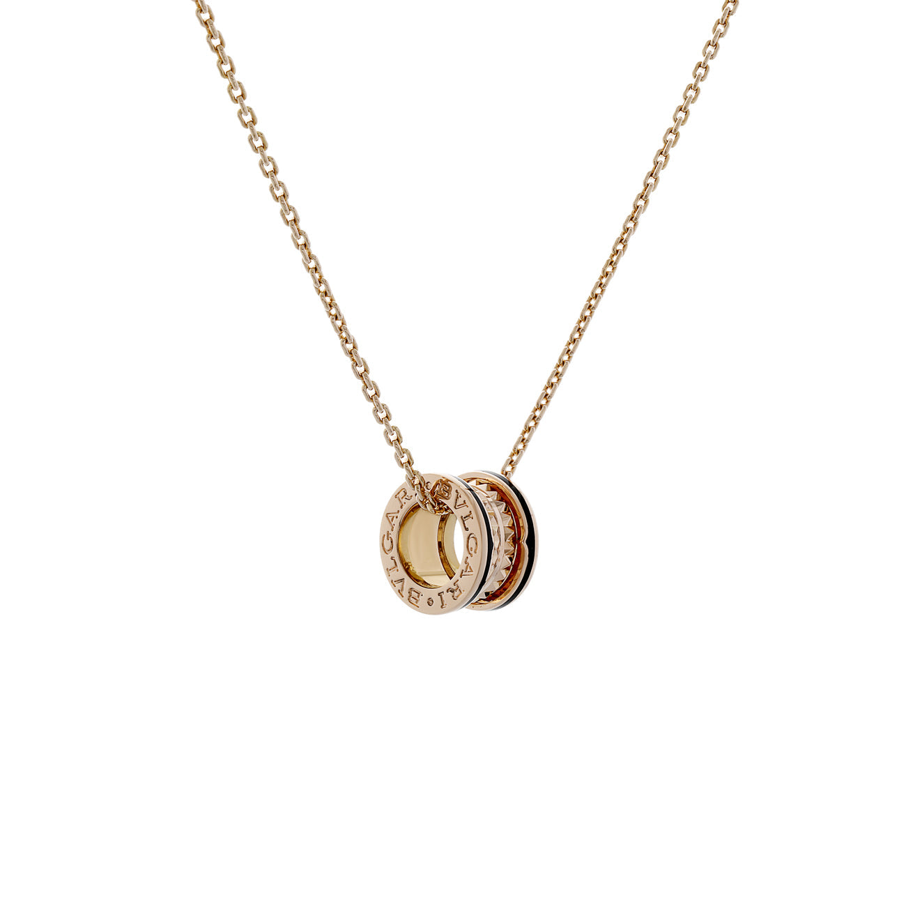Exclusive Bulgari 18K Rose Gold B.zero1 Rock Pendant Necklace — Side View