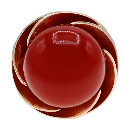 Exclusive 14K Rose Gold Coral Ring — 4.5 — Front View