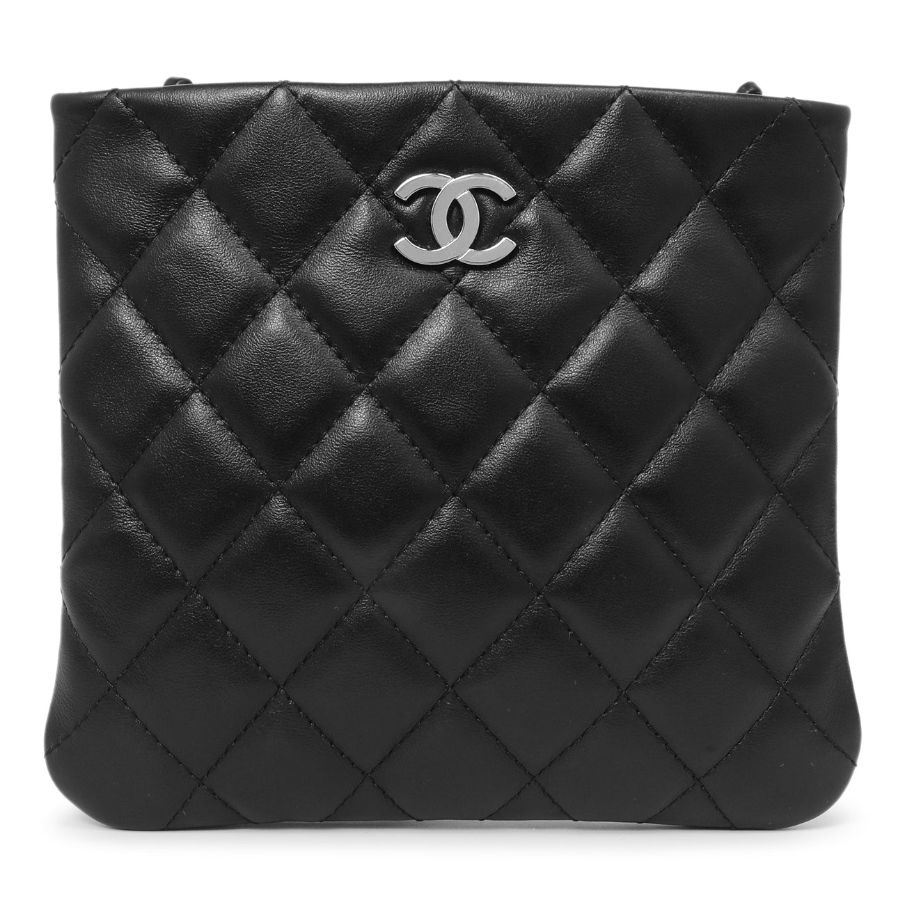 Exclusive Chanel Black Quilted Calfskin Uniform Crossbody Bag — Top View