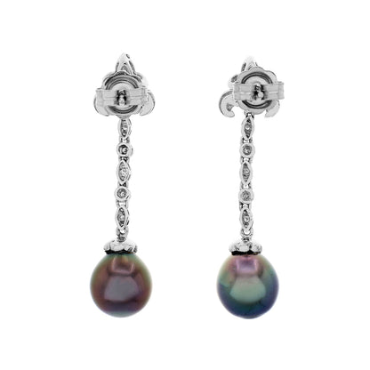 Exclusive 18K White Gold Tahitian South Sea Pearl Drop Earrings — Side View