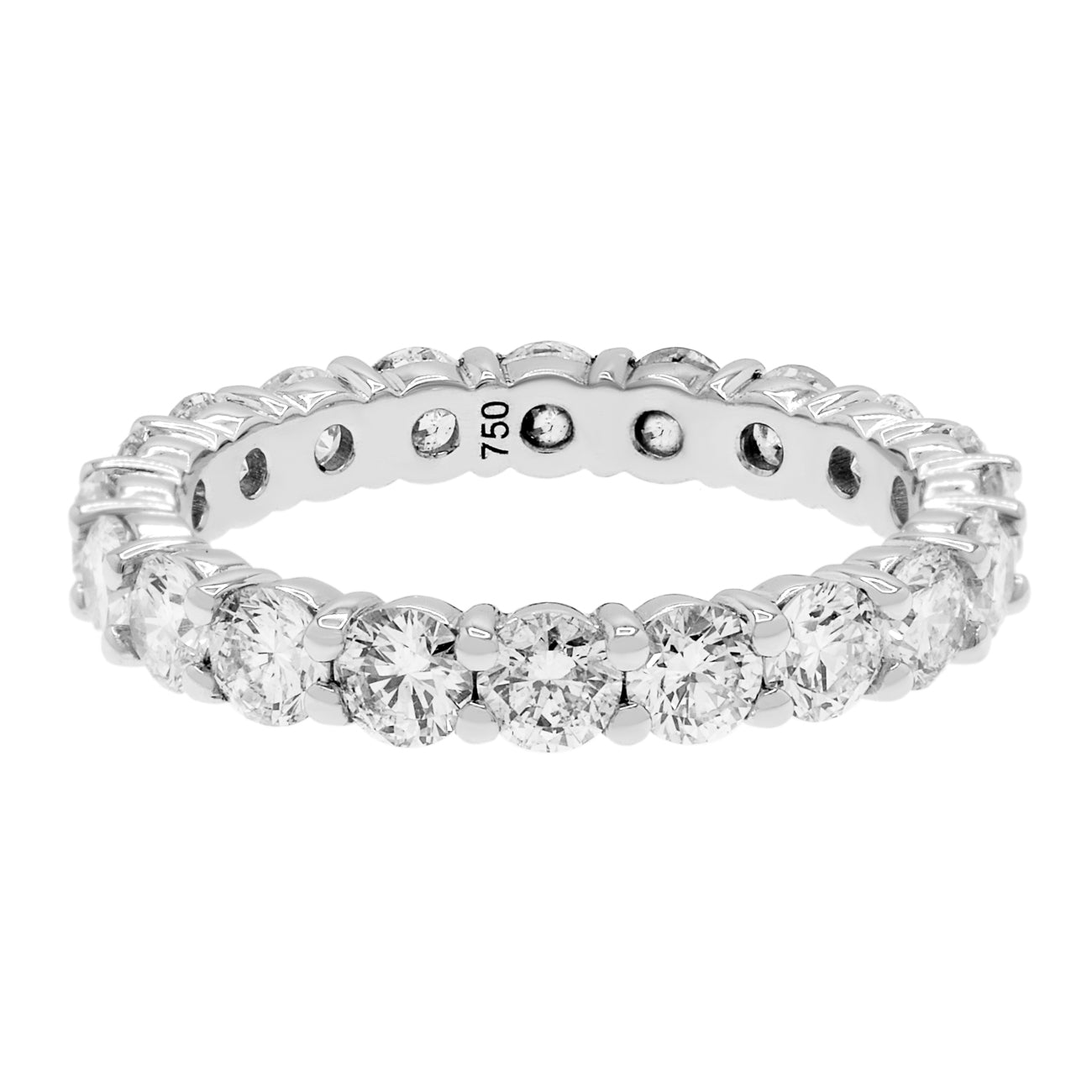 Exclusive 18K White Gold 2.20 Carat Diamond Eternity Band — Front View