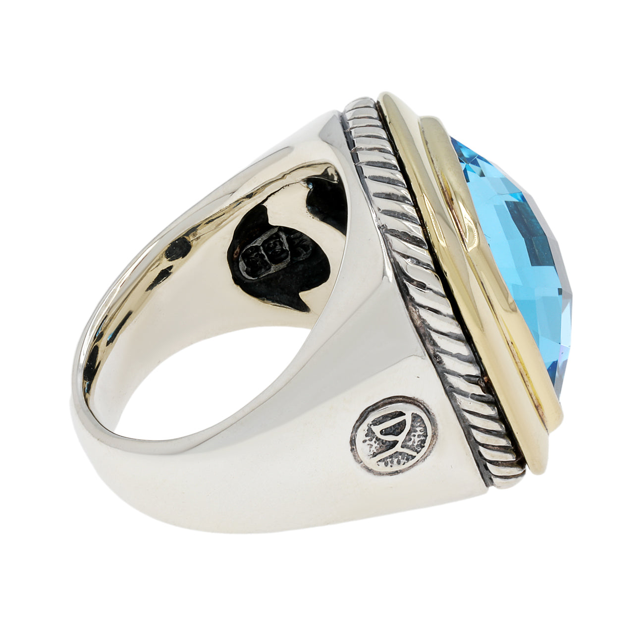 Exclusive David Yurman Sterling Silver 18K Yellow Gold Topaz Albion Ring — Side View