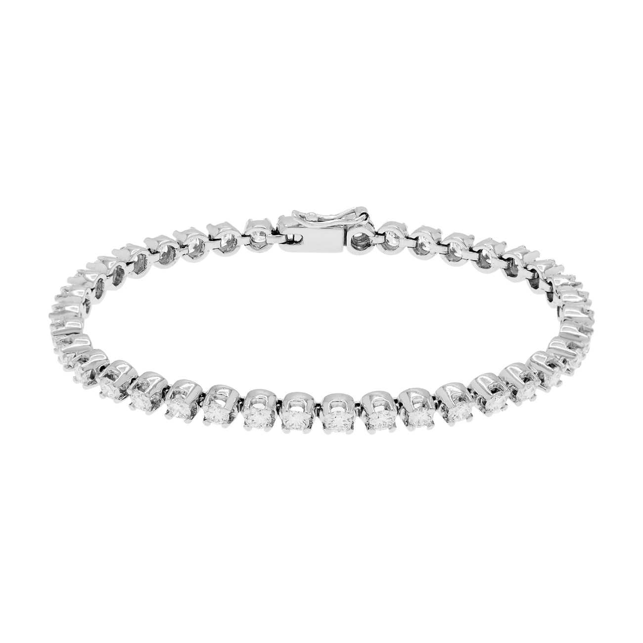 Exclusive 18K White Gold 3.02 Carat Diamond Tennis Bracelet — Front View