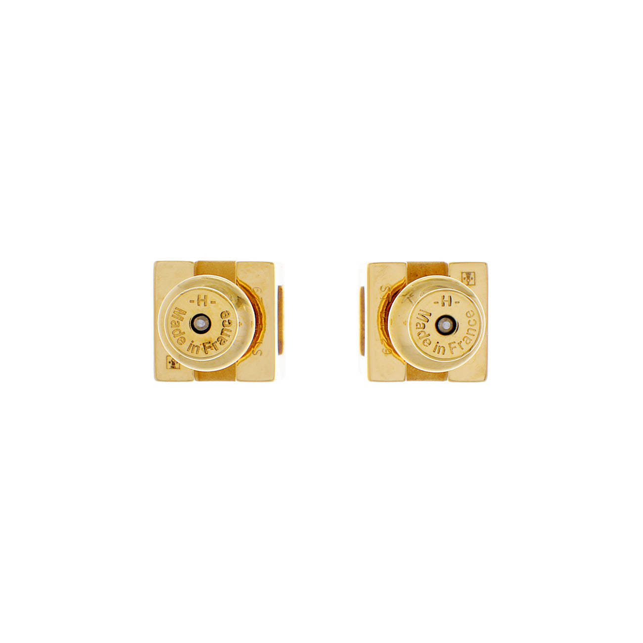 Exclusive Hermes White Lacquered Cage d'H Earrings — Side View
