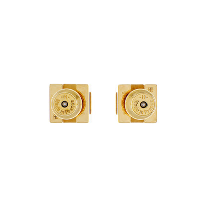 Exclusive Hermes White Lacquered Cage d'H Earrings — Side View