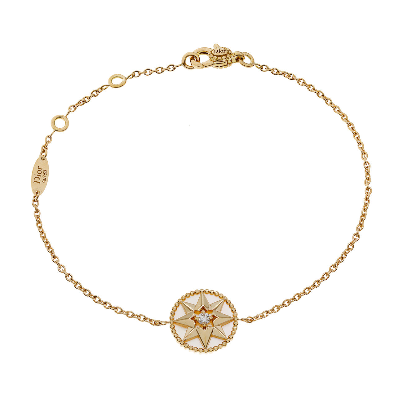 Exclusive Christian Dior 18K Yellow Gold Rose des Vents Bracelet — Front View