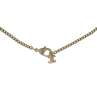 Exclusive Chanel Gold Crystal CC Pendant Necklace — Back View