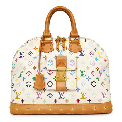 Exclusive Louis Vuitton White Multicolor Monogram Alma GM — Front View