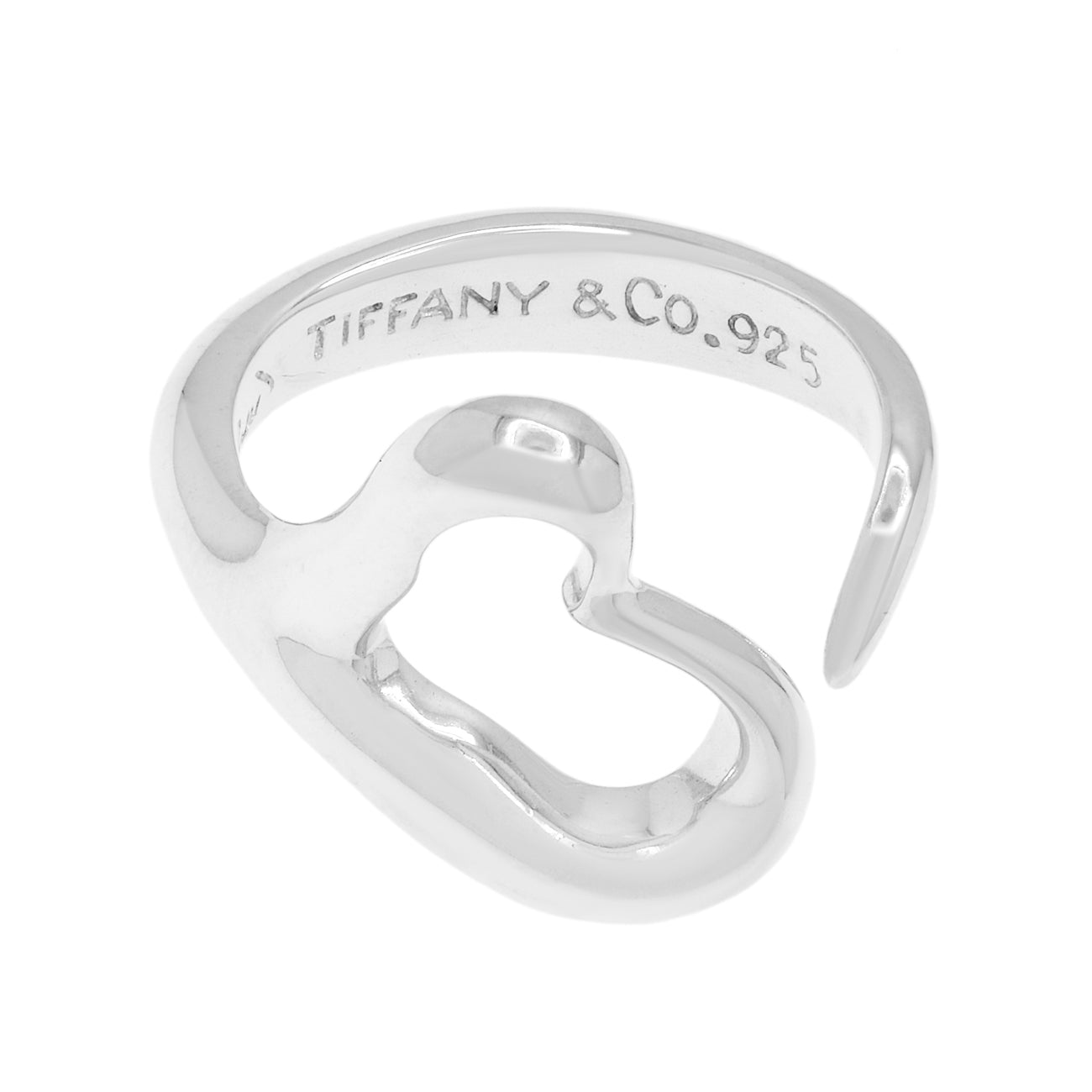 Exclusive Tiffany & Co. Sterling Silver Elsa Peretti Open Heart Ring — Front View