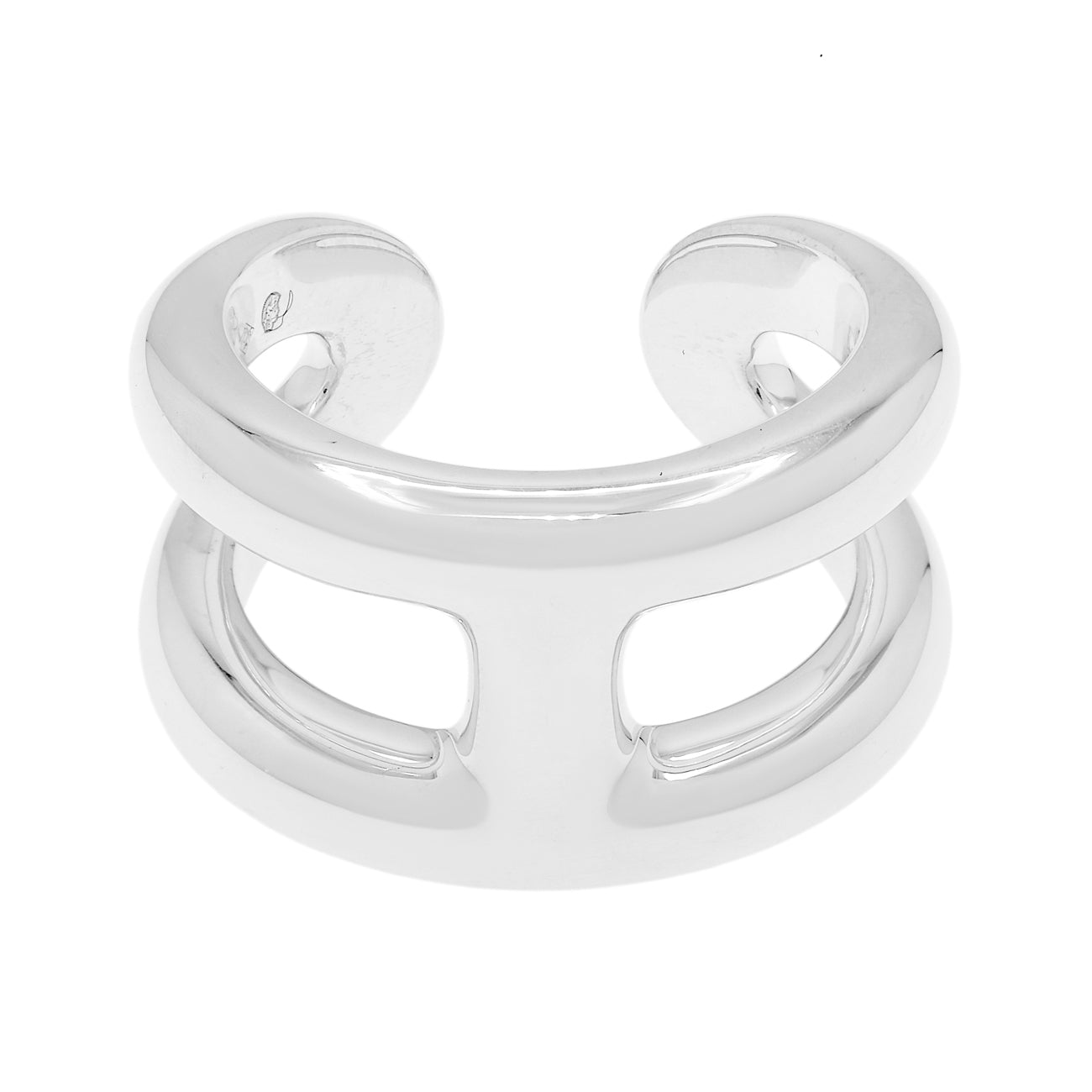 Exclusive Hermes Sterling Silver Large Osmose Ring — Front View