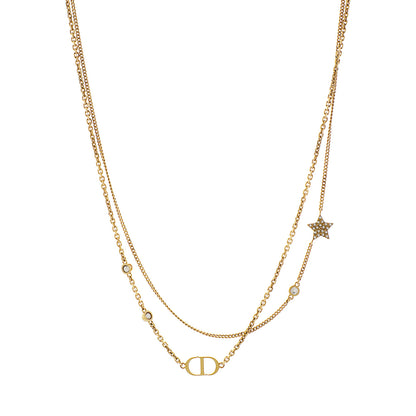 Exclusive Christian Dior Crystal Petit CD Double Necklace — Front View