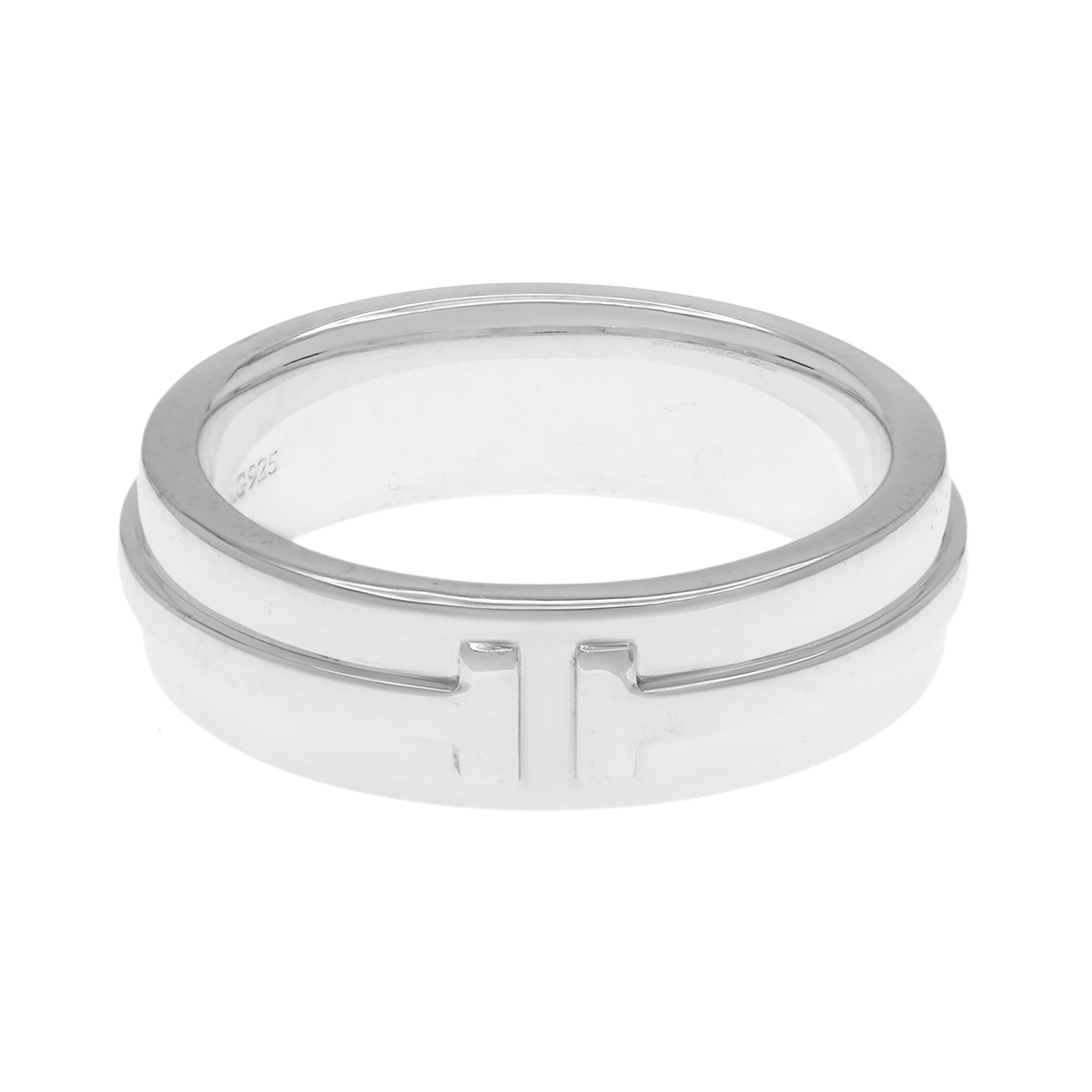 Exclusive Tiffany & Co. Sterling Silver T Band Ring — Front View