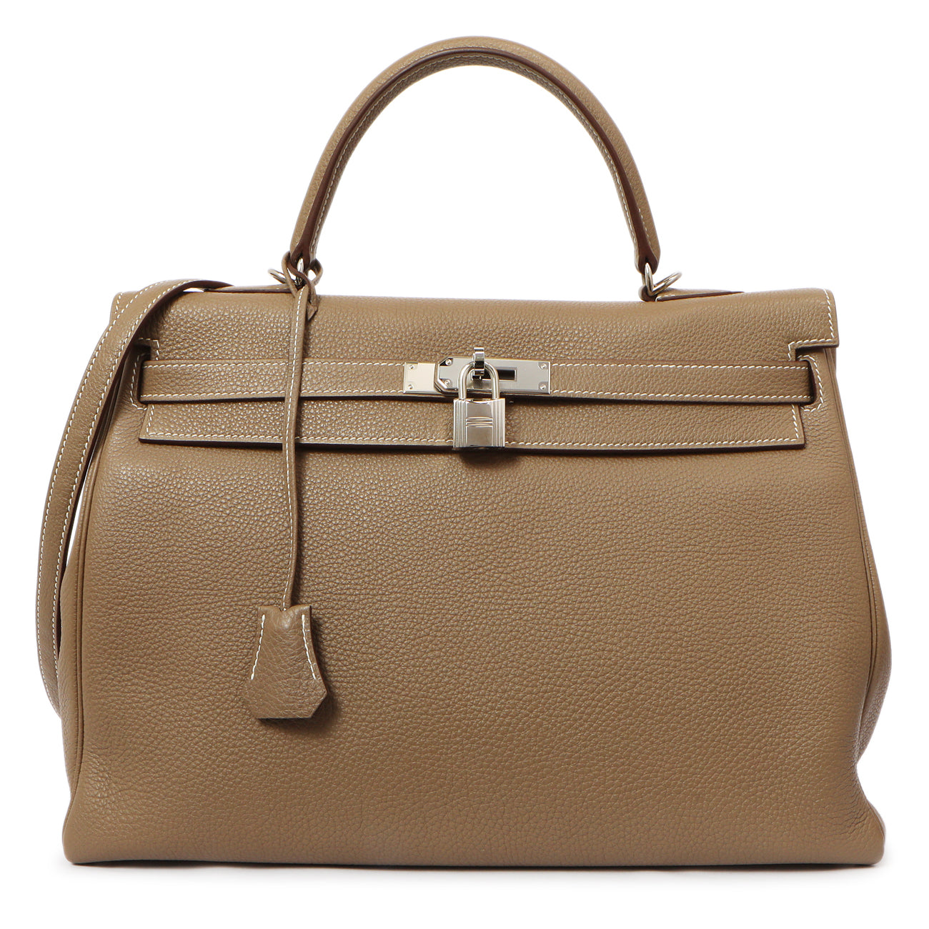Exclusive Hermes Etoupe Togo Kelly Retourne 35 — Front View