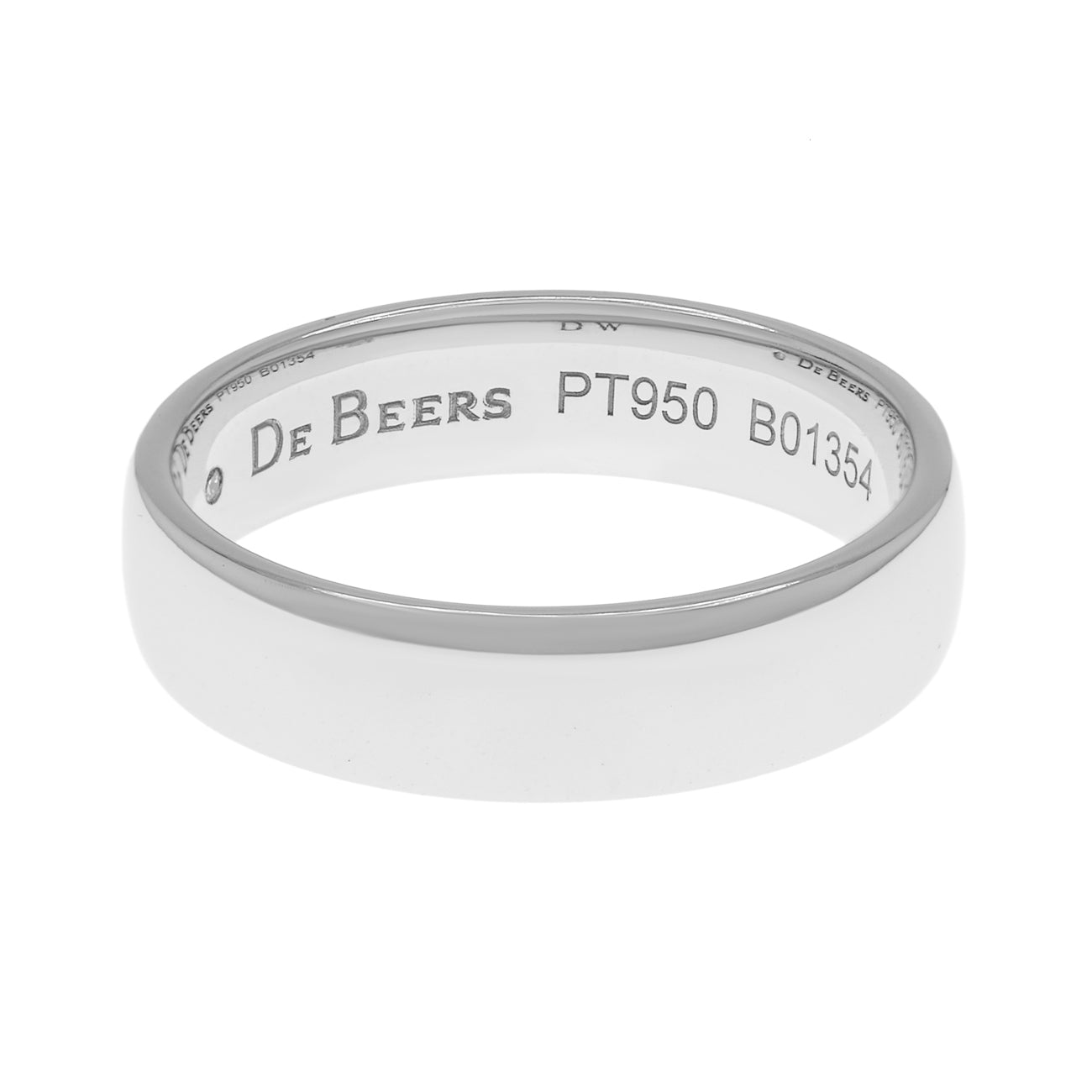 Exclusive De Beers Platinum Wide Court Band — Front View