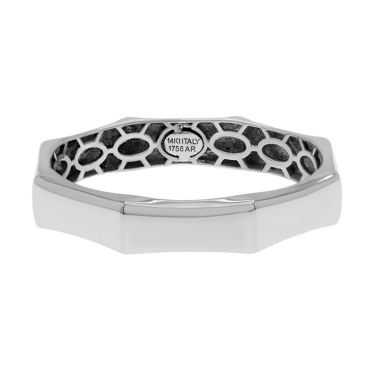 Exclusive 14K White Gold Octagonal 4.0mm Ring — Front View