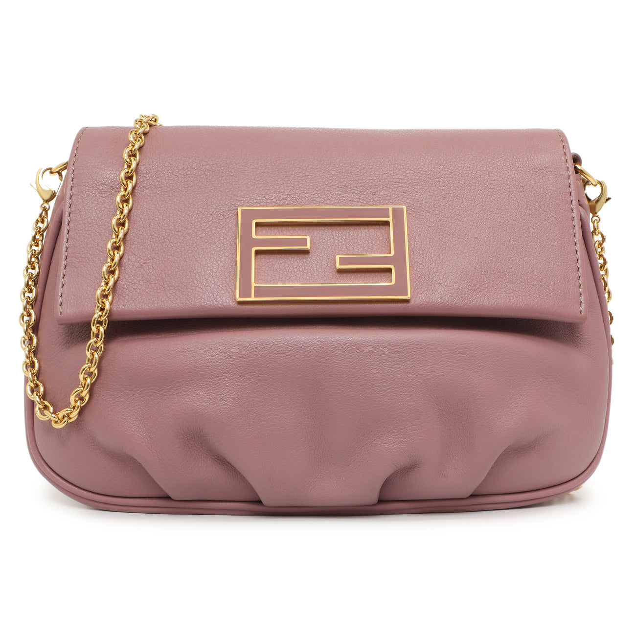 Exclusive Fendi Vitello Flamingo Fendista Pouchette Crossbody — Front View