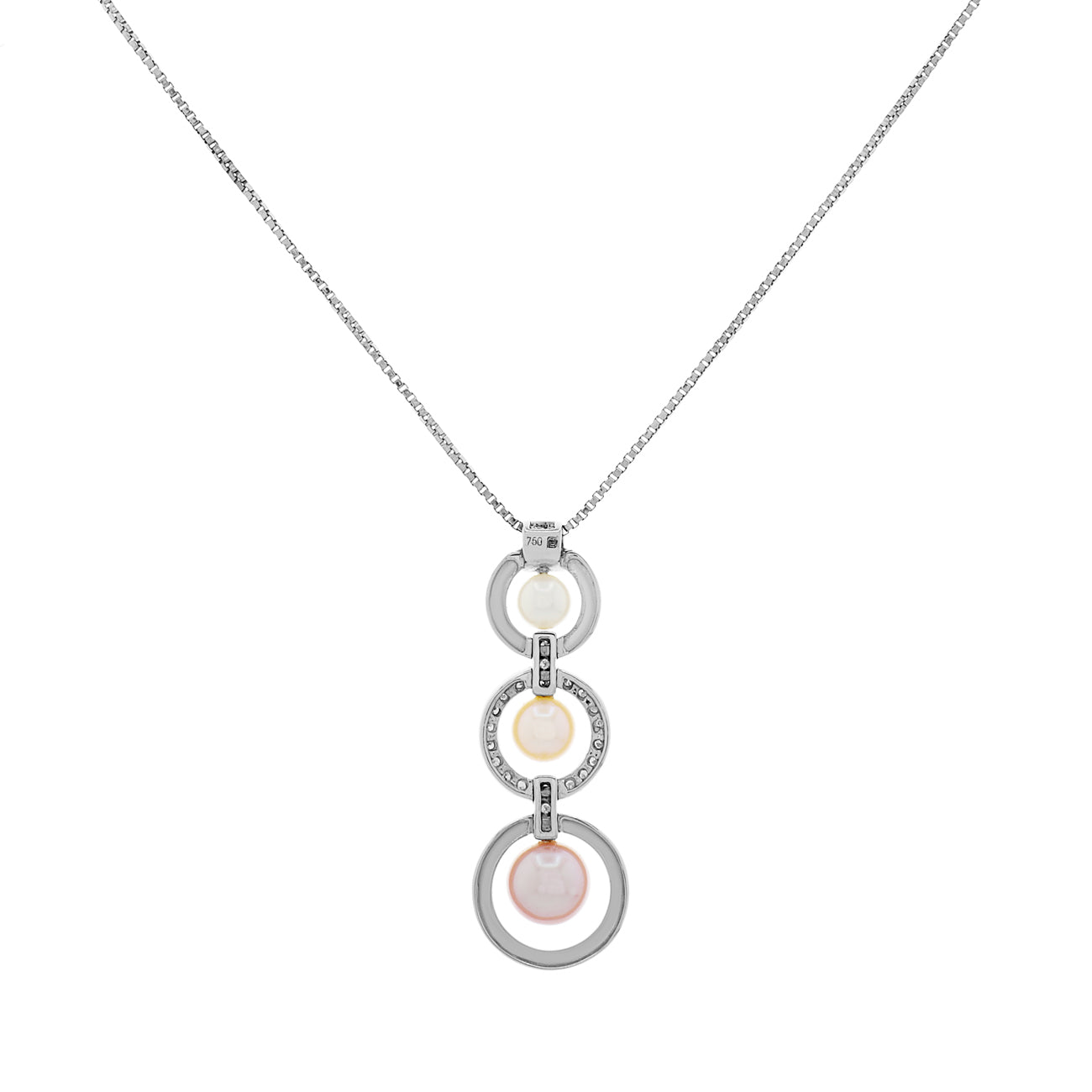 Exclusive 18K White Gold Akoya Pearl Diamond Pendant — Side View