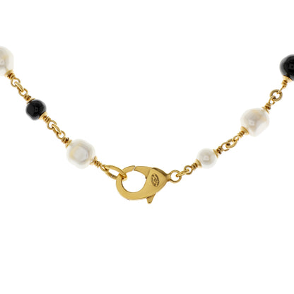 Exclusive Chanel Pearl Beaded CC Long Necklace — Back View