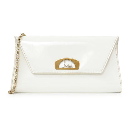Exclusive Christian Louboutin White Patent Vero Dodat Clutch — Front View