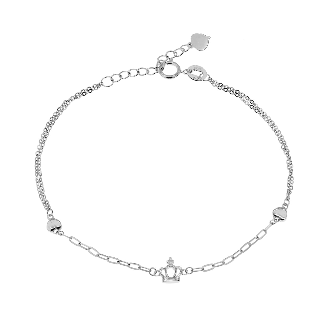 Exclusive 18K White Gold Crown Bracelet — Front View