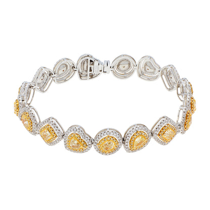 Exclusive 18K White Gold 6.76 Carat Fancy Yellow Diamond Bracelet — Front View