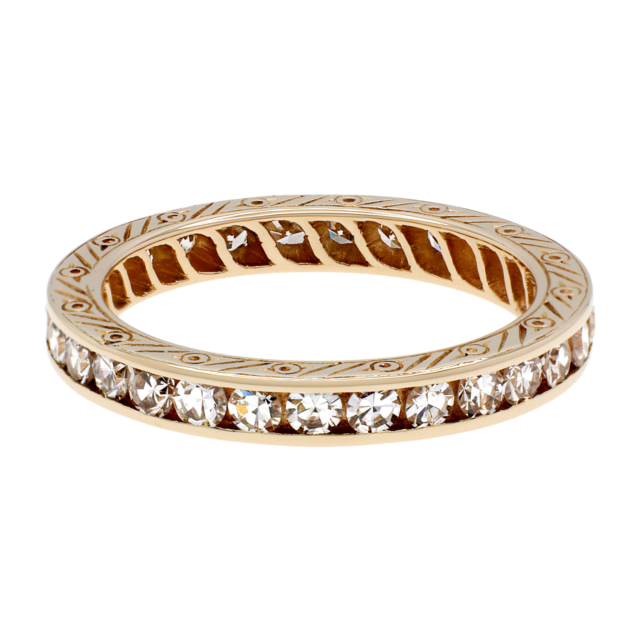 Exclusive 14K Yellow Gold 0.87 Carat Diamond Eternity Ring — Front View