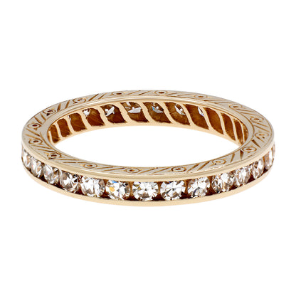 Exclusive 14K Yellow Gold 0.87 Carat Diamond Eternity Ring — Front View