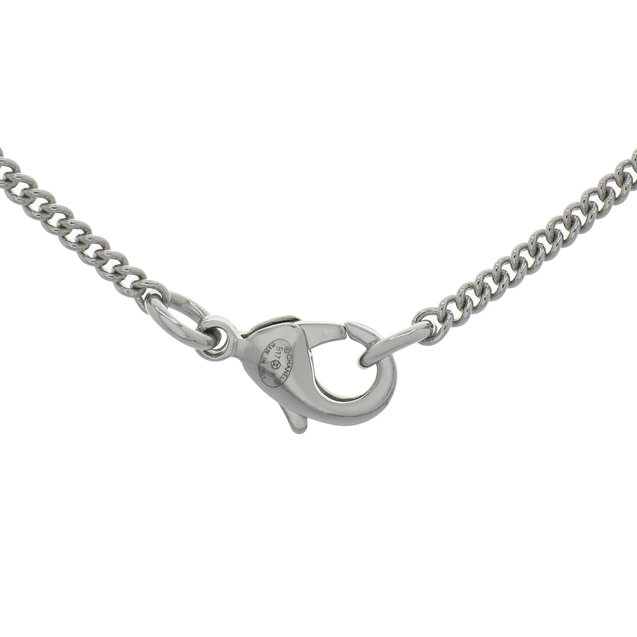 Exclusive Chanel CC Crystal Pendant Necklace — Back View