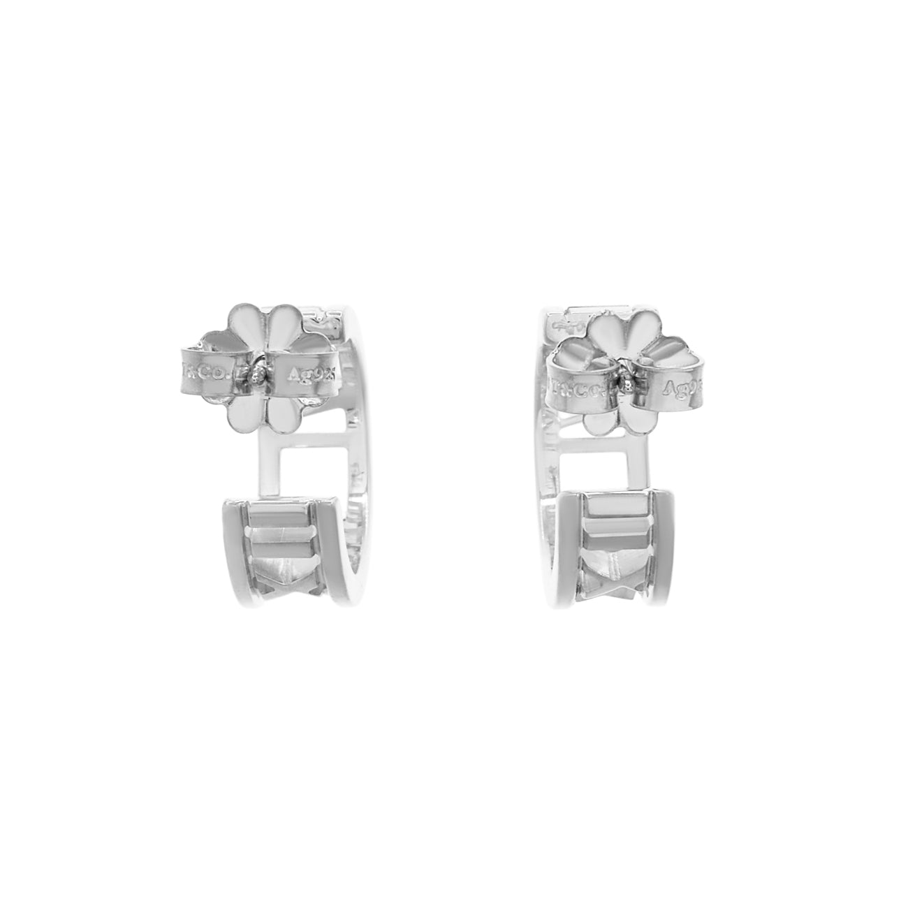 Exclusive Tiffany & Co. Sterling Silver Atlas Hoop Earrings — Side View